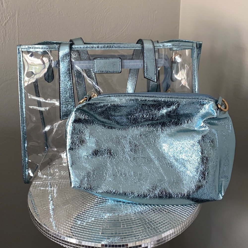 Clear blue purse